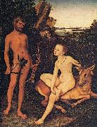 Lucas Cranach Apollo and Diana in forest landscape Spain oil painting artist